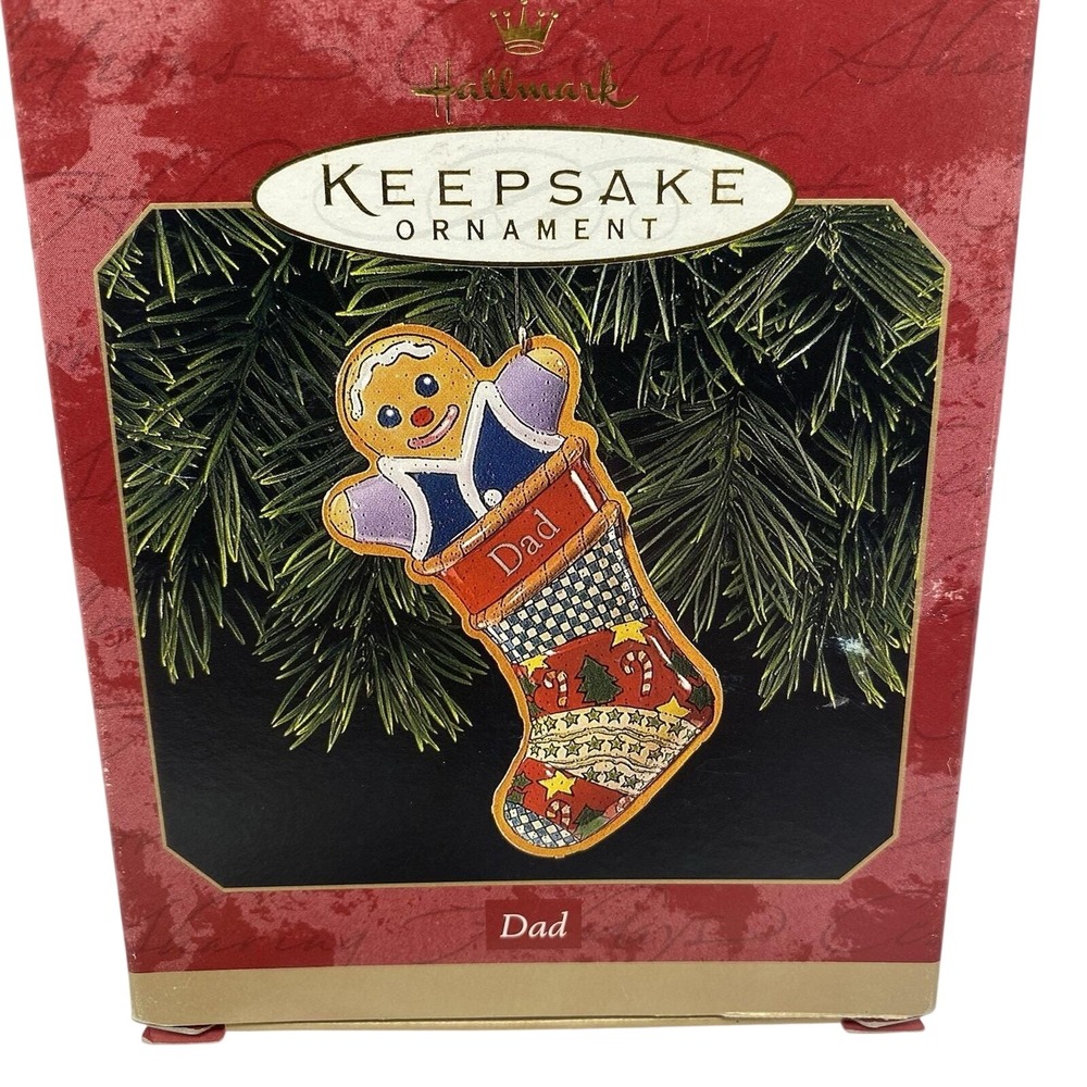 Hallmark‎ Keepsake Ornament Dad Gingerbread Stocking 1999 Pressed Tin Christmas
